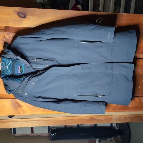 PATAGONIA* women's sz S 3 in 1 lined Parka zip/snap front zip in/out lining hood - Picture 3 of 17